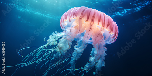Giant jellyfish poisonous animal floating in the ocean © Muhammad