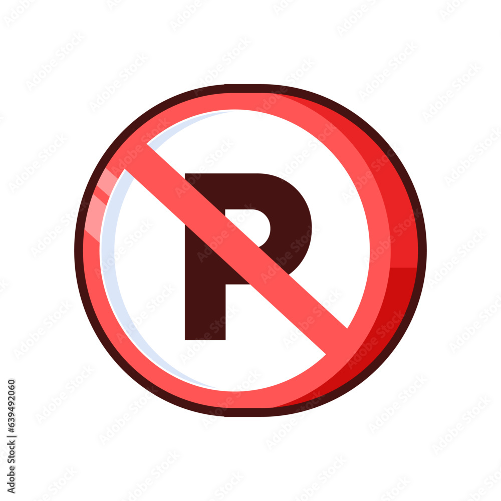 Vector 3d red traffic no parking sign illustration icon Vector 3d red traffic no parking sign illustration icon