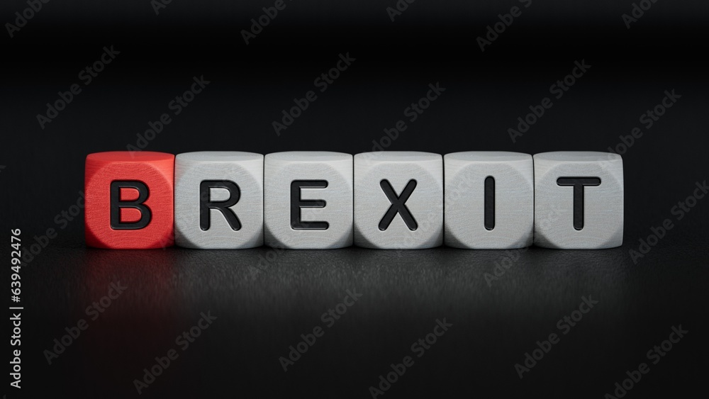 Brexit the word spelled out using toy dice. EU and UK politics. Political Brexit concept.3D rendering on black background.
Brexit the word spelled out using toy dice. EU and UK politics. Political Brexit concept.3D rendering on black background.