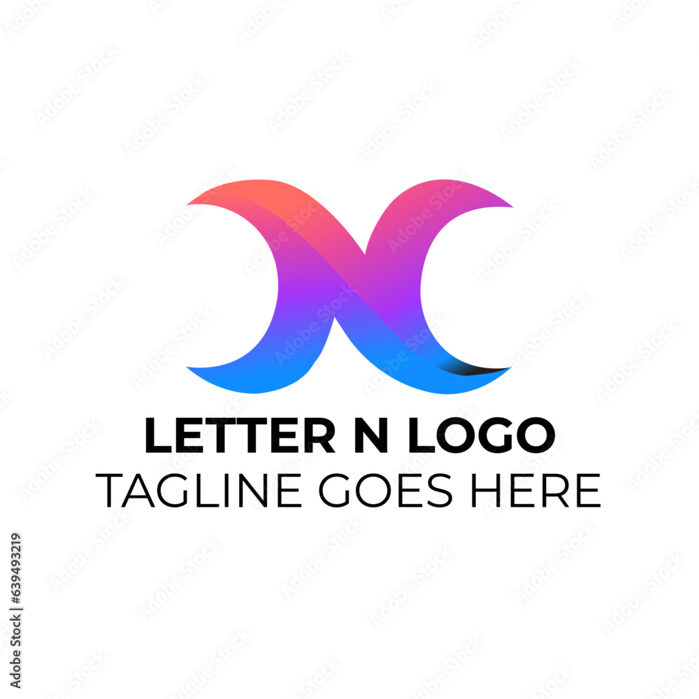 N Letter Logo Icon Pink, Purple 
and blue color gradient Design template Element vector art