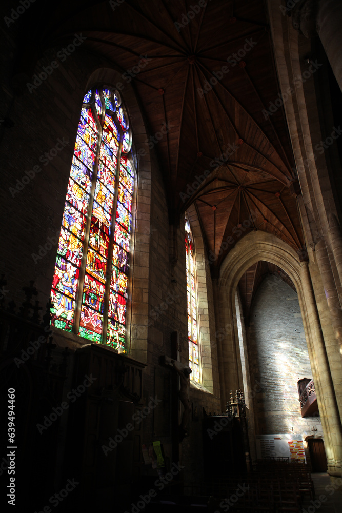 Indoor view of the church Saint-Armel - Ploermel - Morbihan - Bretagne - France