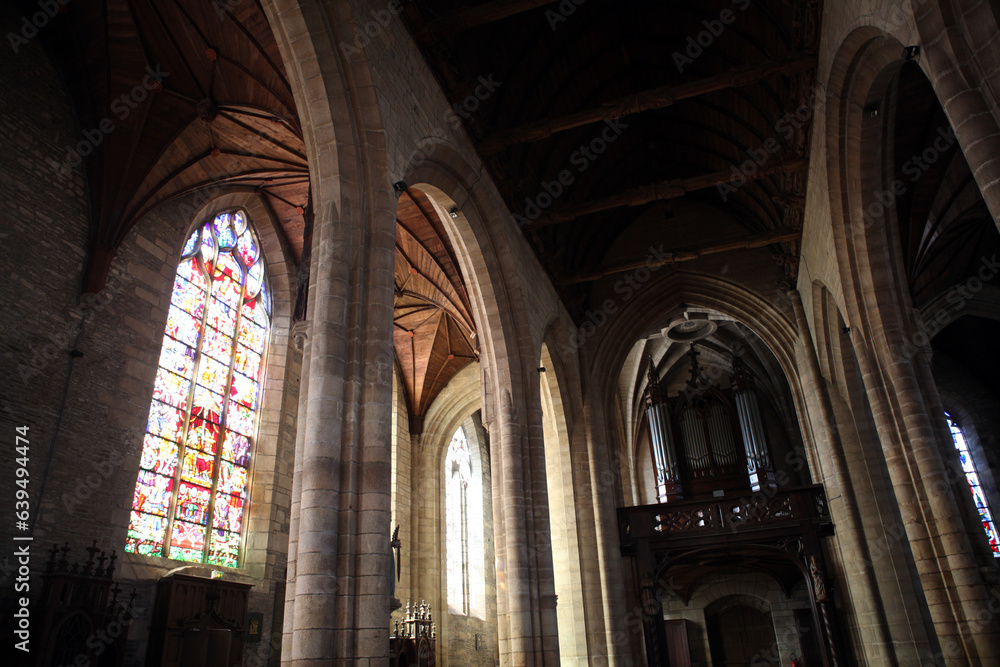 Indoor view of the church Saint-Armel - Ploermel - Morbihan - Bretagne - France