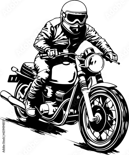 bikers riding a motorcycle skull riding a motorcycle.vector hand drawing,Shirt designs, biker, disk jockey, gentleman, barber and many others. 