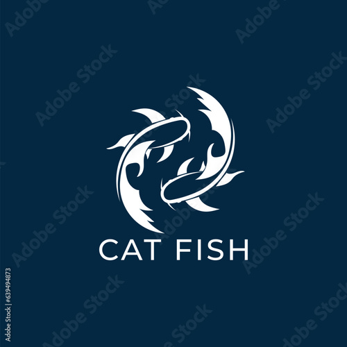 Catfish logo design vector Illustration