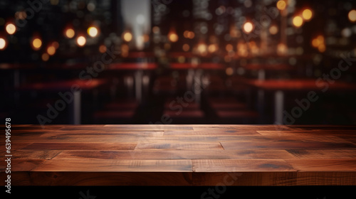 empty wooden table top on blurred bar background, legal AI