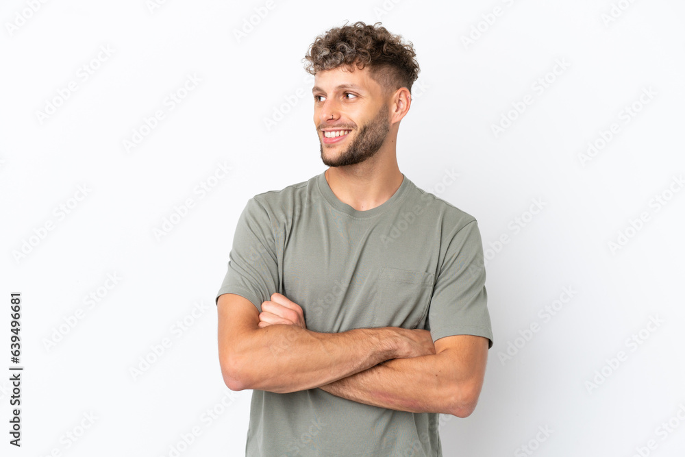 Young caucasian handsome man isolated on white background happy and smiling Young caucasian handsome man isolated on white background happy and smiling
