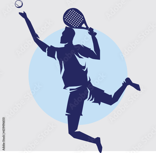 Male Tennis padel Player Icon Illustration. Paddle Sport Vector Graphic Symbol Clip Art. Sketch blue Sign young man is padel tennis player jump to the ball good looking for posts and poster video