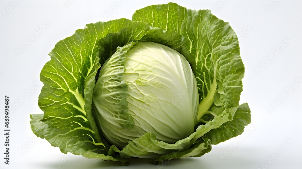 Fototapeta premium ordinary green cabbage on a white background