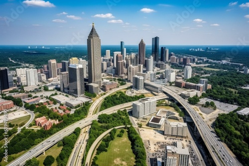A stunning aerial shot of Atlanta's skyline in Georgia, USA. Generative AI