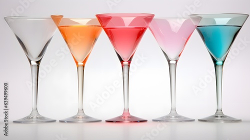 Colored cocktails on a white background