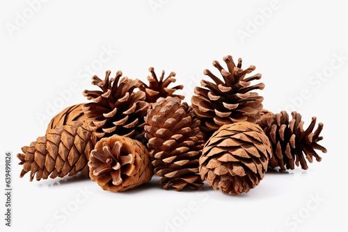 Transparent background png file with dried coniferous pine cones. Generative AI