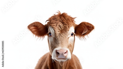 Close up of a brown cow's head on a white background © Oleksandr