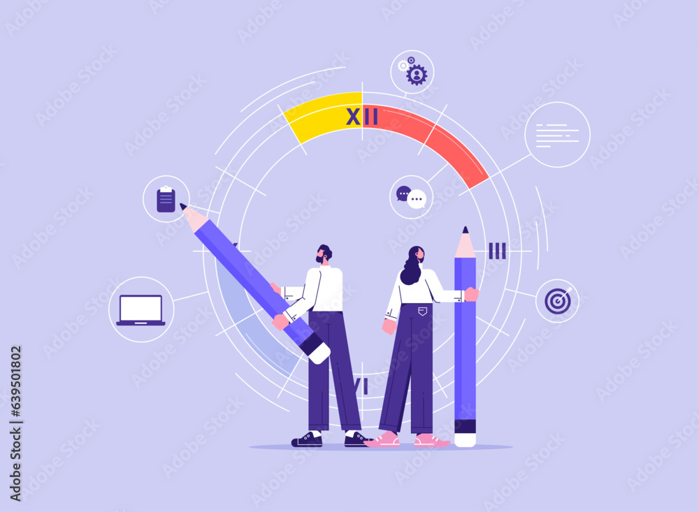 Manage urgent tasks, workers make schedule, business people organize process of working, people are planning, project management timeline, or business deadline concept Manage urgent tasks, workers make schedule, business people organize process of working, people are planning, project management timeline, or business deadline concept