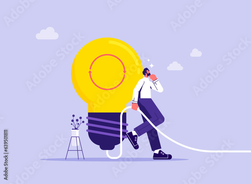 Rethink or think again to make change for better result concept, businessman thinking new way to solve problem or make decisions