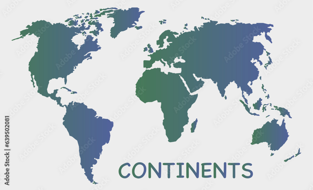 Vector silhouette of the world map drawn with a gradient. World map isolated on a light background. Flat earth, world map template. Vector silhouette of the world map drawn with a gradient. World map isolated on a light background. Flat earth, world map template.