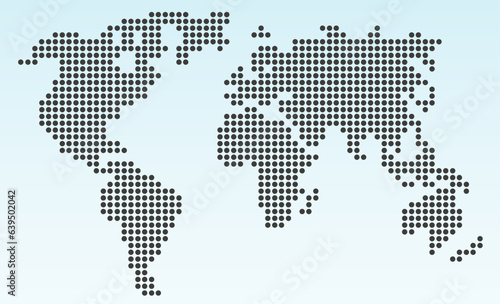 Abstract world map silhouette drawn in circles. World map isolated on a light background.