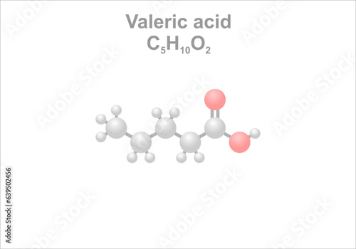 Valeric acid. Simplified scheme of the molecule. Use as food additive.