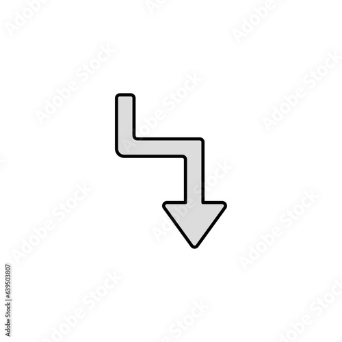 Zig Zag Down icon design with white background stock illustration
