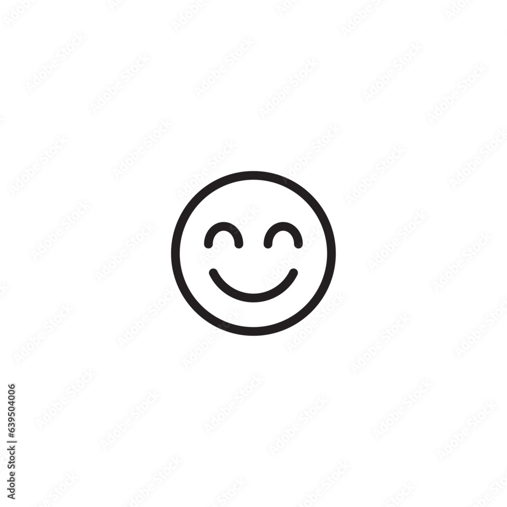 Fototapeta premium Happy smiley face emoticon vector outline icon isolated on a white background