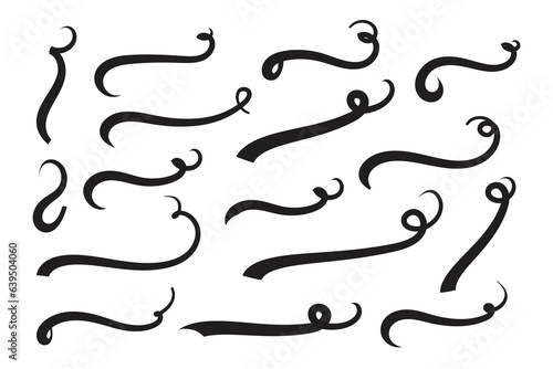 Text Tails Swoosh Baseball Sign, Typography font curve tail, font swoosh tail ornamental vector, baseball tail shape for text ornaments football or athletics tail, ornamental swash underline Swirl
