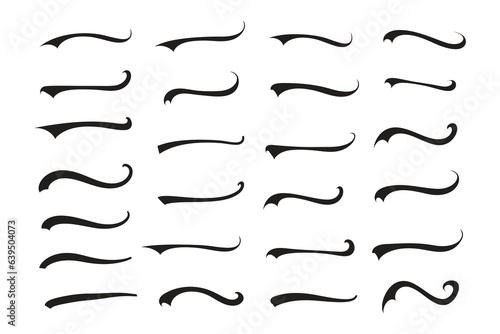 Text Tails Swoosh Baseball Sign, Typography font curve tail, font swoosh tail ornamental vector, baseball tail shape for text ornaments football or athletics tail, ornamental swash underline Swirl
