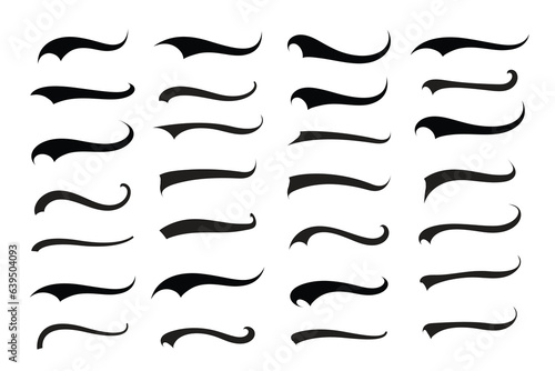 Text Tails Swoosh Baseball Sign, Typography font curve tail, font swoosh tail ornamental vector, baseball tail shape for text ornaments football or athletics tail, ornamental swash underline Swirl
