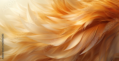 abstract orange feather background  closeup of photo with soft focus. created by generative AI technology.