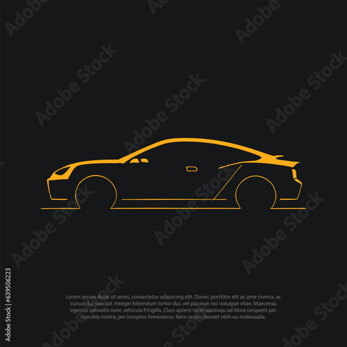 Simple car logo vector line art style for automotive dealer and custom transportation repair. body car silhouette. Vintage modern look, memorable, clean, unique. apply to web, wall, front office, app