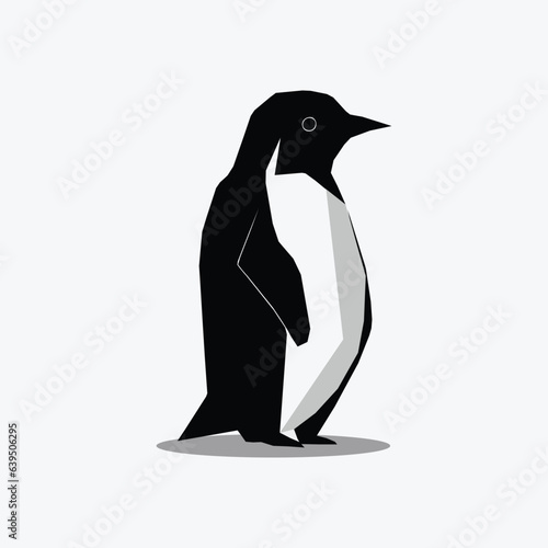 simple penguin logo abstract geometric line vector design, minimal and simple outline icon. low poly, polygonal, no curve, for shirt, animal books