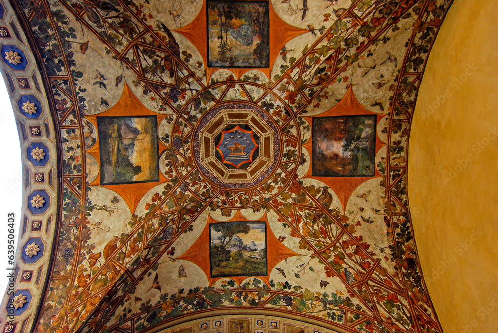 Fototapeta premium Ceiling frescoes at the Palazzo Chigi-Saracini in Siena. Tuscany, Italy