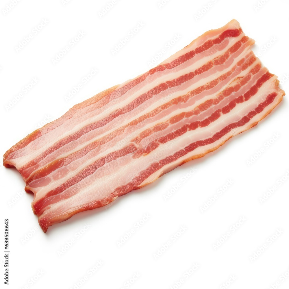 Raw Bacon Isolated on White Background