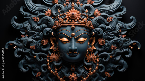 Hindu God Ganesha on black background. 3D rendering