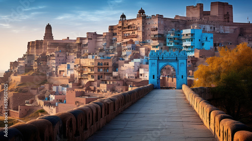 Jodhpur, the Blue City, Rajasthan, India, Blue houses in Jodhpu. photo
