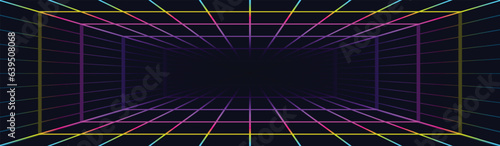 Futuristic Neon Portal Background. Colorful Neon Gate