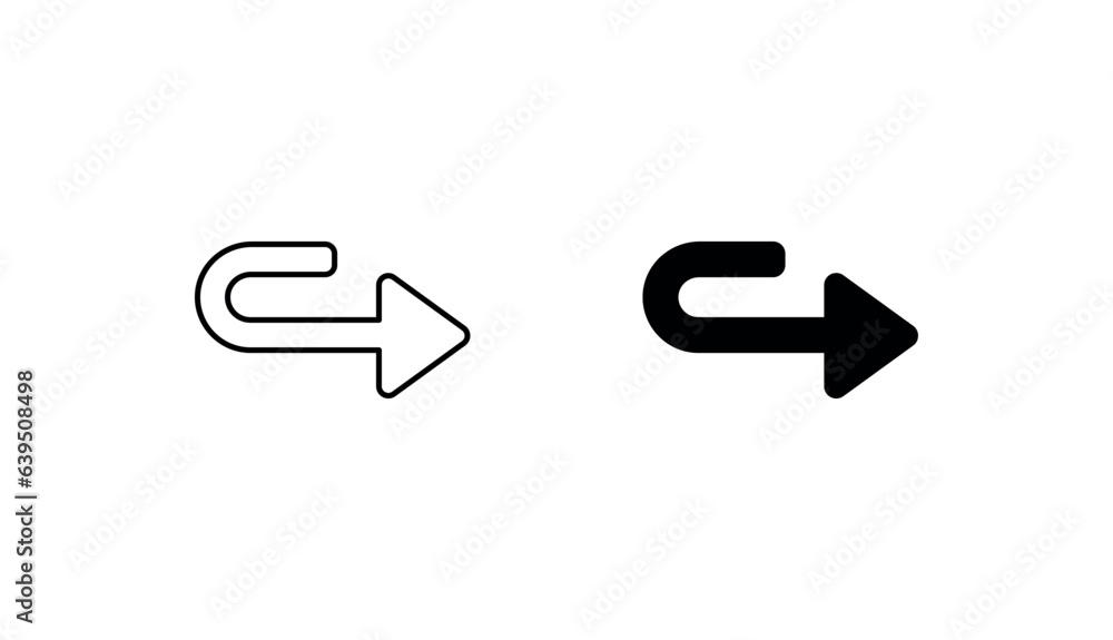 Right U Turn icon design with white background stock illustration Right U Turn icon design with white background stock illustration