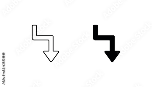 Zig Zag Down icon design with white background stock illustration