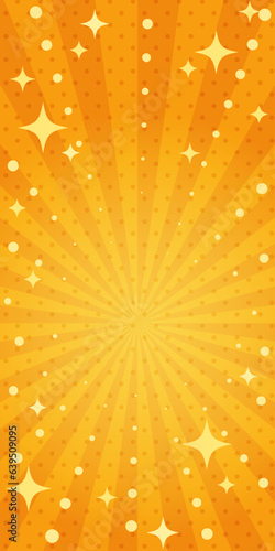 キラキラ輝くポップでかわいい集中線の背景（オレンジ）