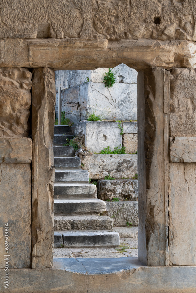 Fototapeta premium Architectural features of The Stoa of Attalos in the Ancient Agora in Athens, Greece.