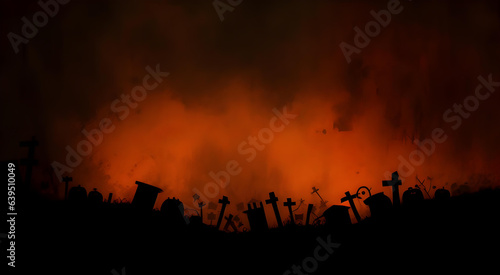 halloween cemetery background with dark grunge effect ai generated