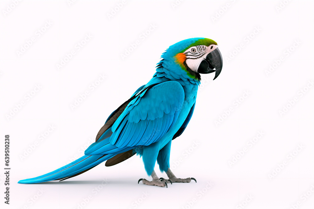 Beautiful blue parrot on a white, isolated background