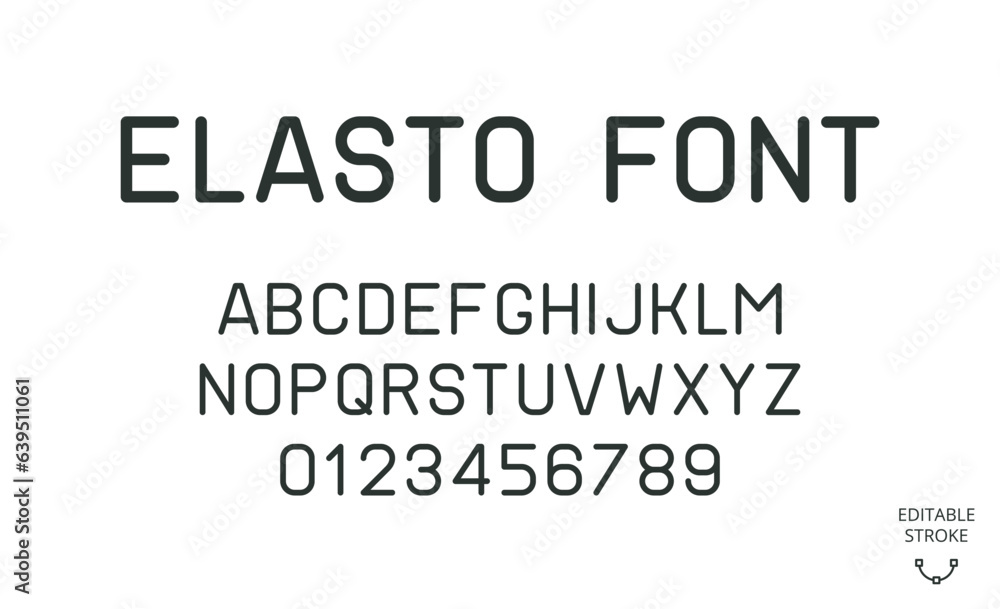 Minimal style vector line font with editable stroke. English alphabet with letters and numbers Minimal style vector line font with editable stroke. English alphabet with letters and numbers