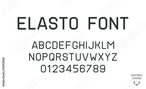 Minimal style vector line font with editable stroke. English alphabet with letters and numbers 