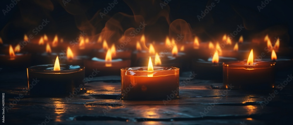Burning Candles Illuminating the Dark Floor Burning Candles Illuminating the Dark Floor