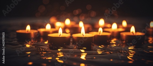 Burning Candles Illuminating the Dark Floor