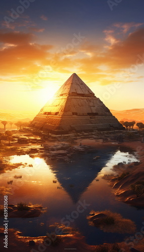 sunset over the pyramids