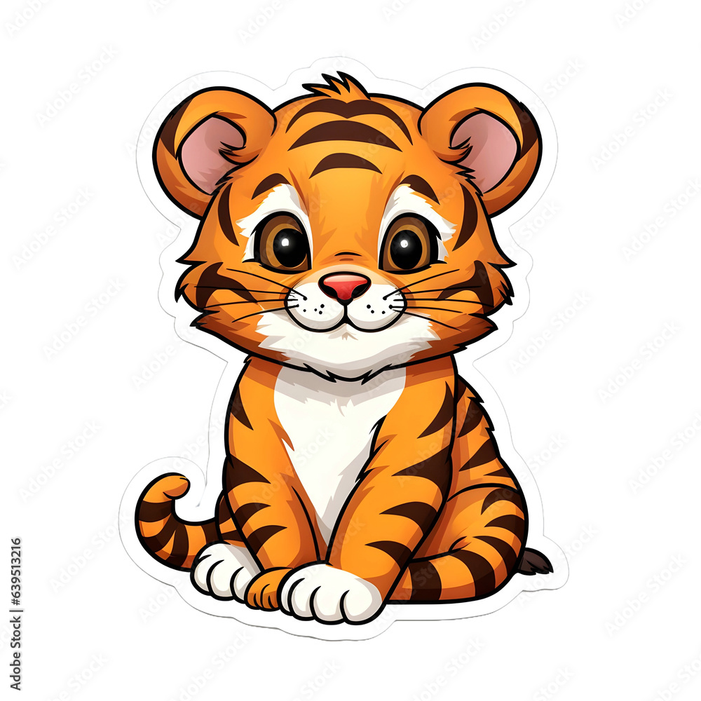 CUte little tiger cartoon sticker