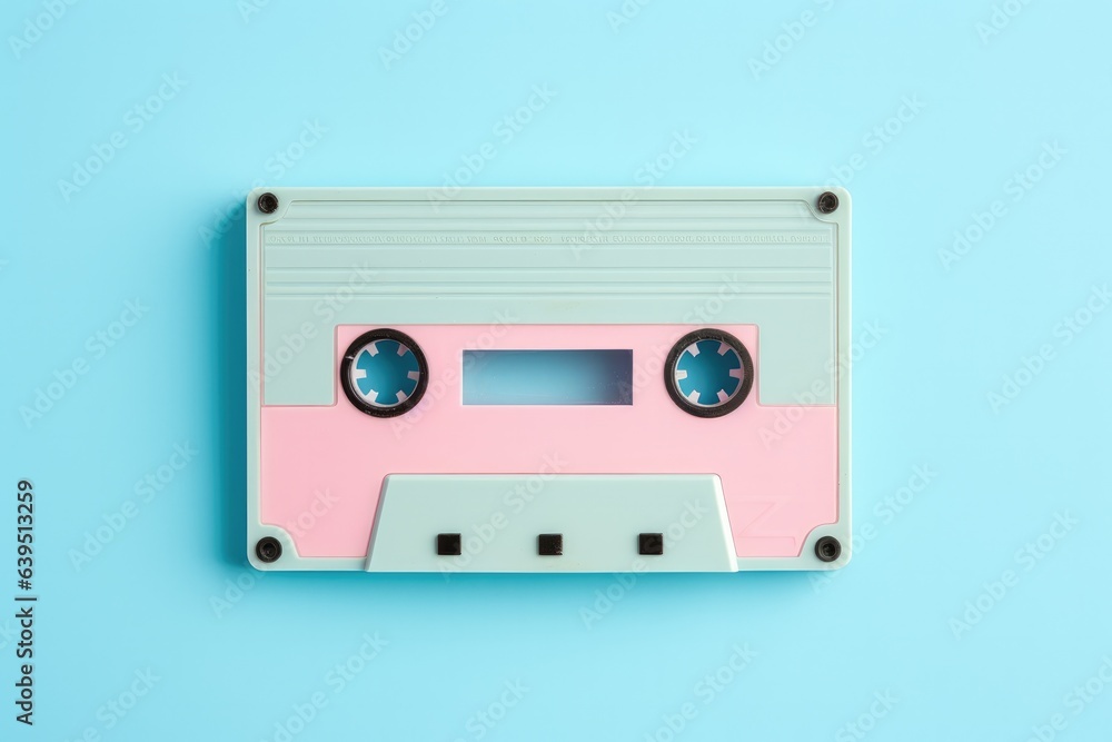 Fototapeta premium audio cassette isolated on blue background