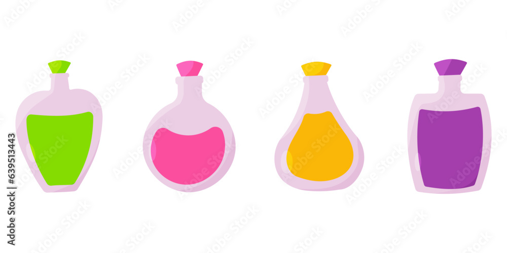 flask potion perfume jar colored elements set flask potion perfume jar colored elements set