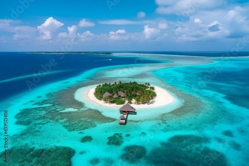 Stunning Maldives paradise - panoramic view. Generative AI