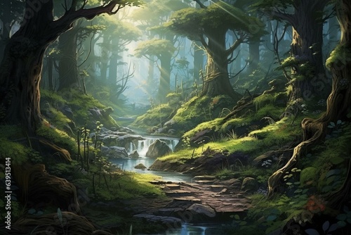 Imaginative scenery  wooded area  artistic appearance. Generative AI